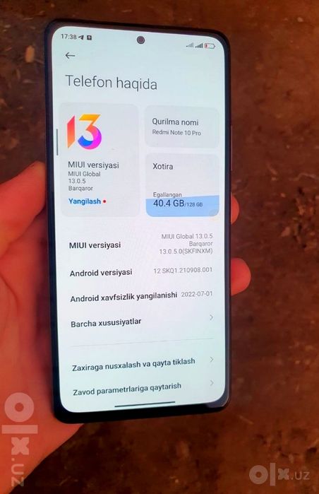 Redmi Note 10 Pro Black Radnoy tel ideal xolatda