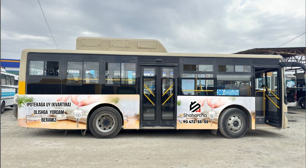 Samarqandda avtobuslarda reklama joylashtirish // tashqi reklama