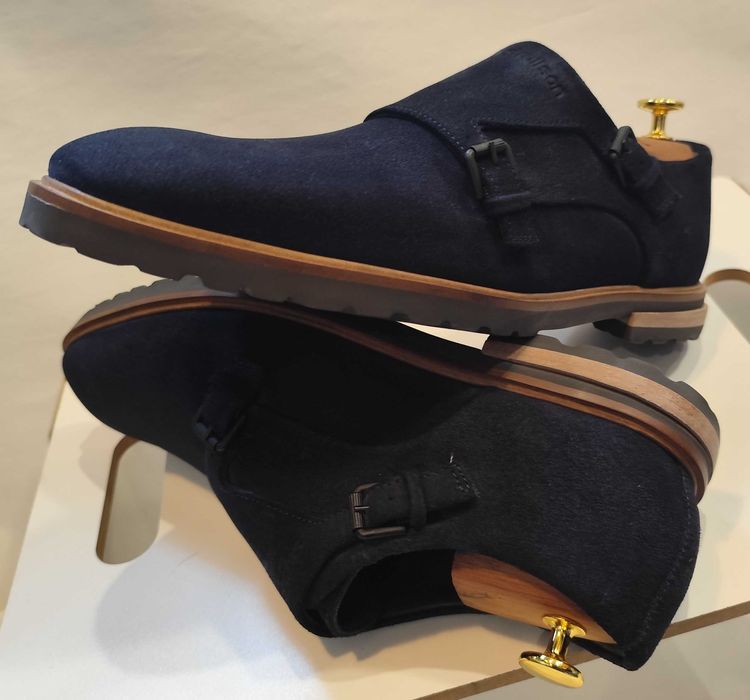 Pantofi monk 44 44.5 45 premium Strellson NOI piele naturala moal navy
