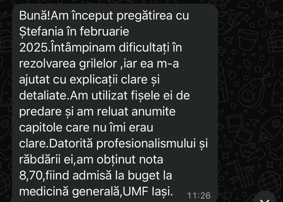 Ofer meditatii pentru admitere la UMF