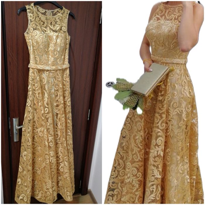 Бална рокля (бежово и златно)