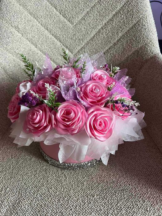 Ръчно изработена кошница с цветя