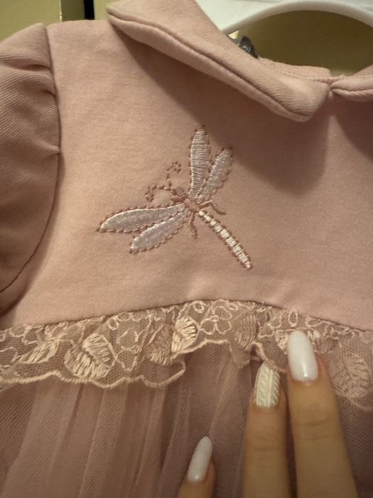 Нова розова бебешка рокля Miniborn 0-3 за изписване или погача