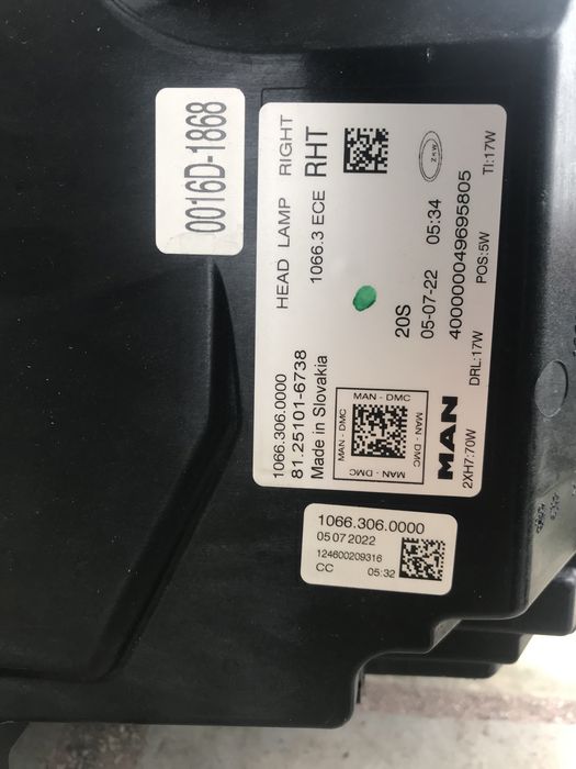 Фарове за камион MAN TGX TGS TG3