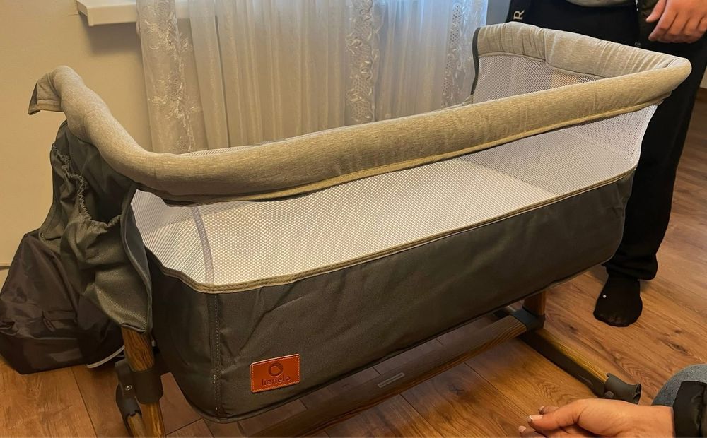 Детска кошара Co-Sleeper с люлка Lionelo Leonie, Grey Sand