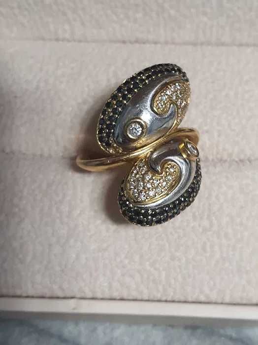 Inel 18 kt cu Diamante naturale si negre