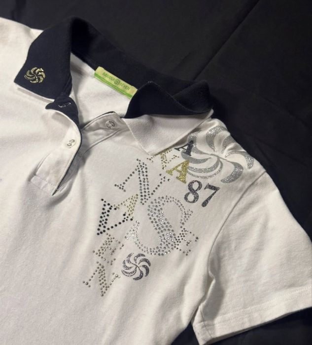 Banana Seven Rhinestone «87» 2000s Polo Shirt