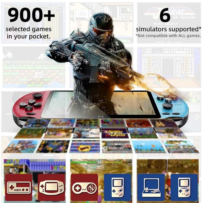 Преносима игрова конзола X12 / 5.1 инча, 10000+ вградени игри