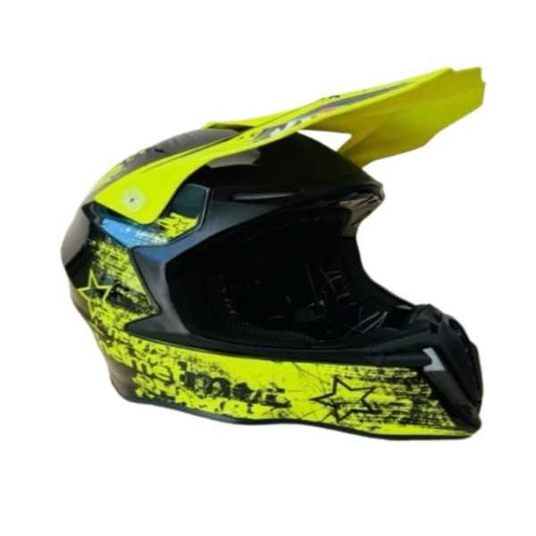 Кросова каска, За мотор, Атв, Велосипед, M и L размер, Черен с неон