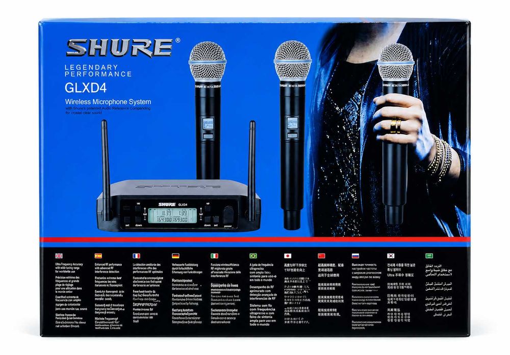 Wireless dublu microfon Shure GLXD4 BETA 58A cu două microfoane CU CASE (Clona)