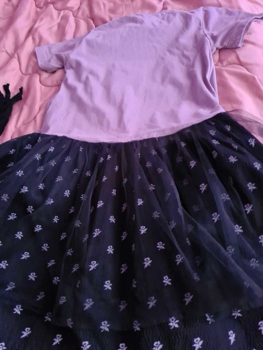 Комплект Рокля Wednesday Adams с мрежести ръкавици 6-8 г и обувки