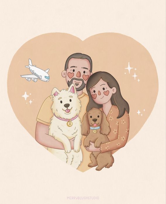 Подарък за Свети Валентин, Карикатура, Дигитален портрет по снимка