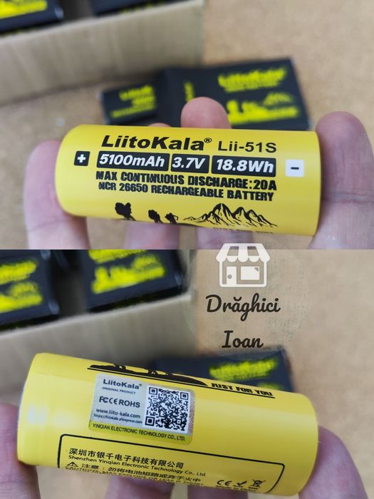 Acumulator 26650 LiitoKala PREMIUM+ HighDrain 20A Li-ion 5100mAh REAL