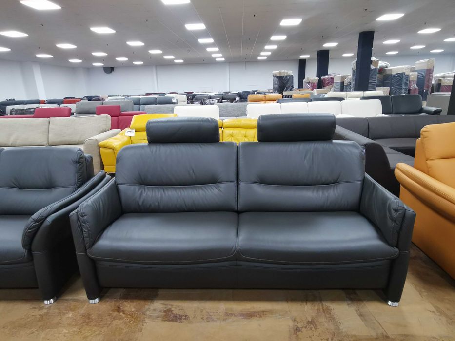 ПРОМОЦИЯ!!! Тъмно сиви кожени дивани тройка и двойка "SF1520 HUKLA"