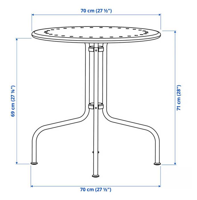 Masă gradina/exterior, Ikea, negru, 70 cm +2 scaune, nou