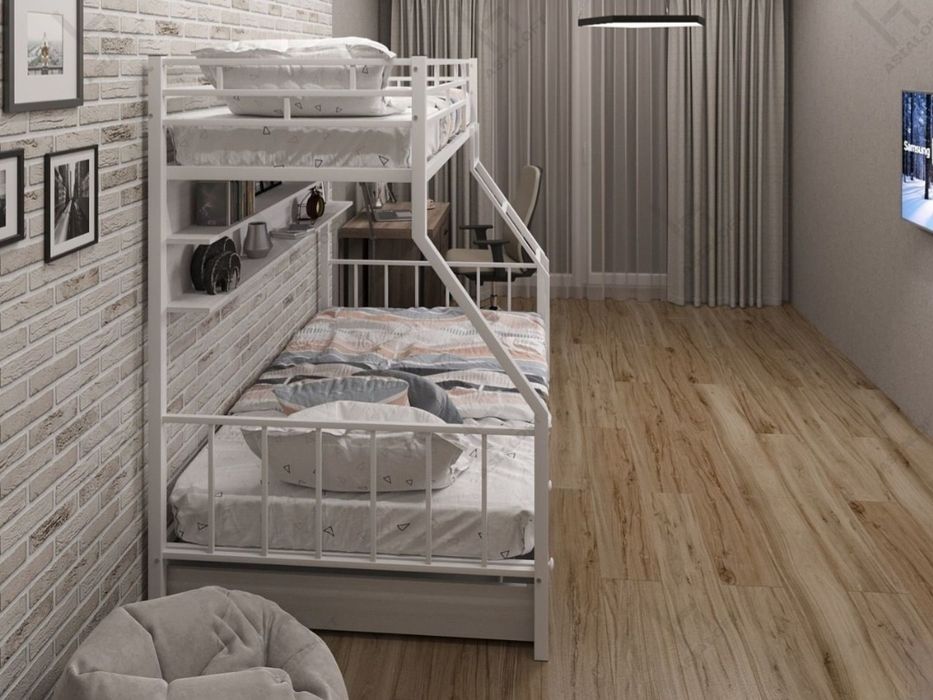 Двухъярусная Кровать, Металлическая Лофт Стиле, Доставка бесплатная,