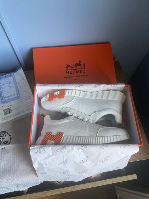 Hermes Bouncing Alb-portocaliu -Full box-Livrare cu verificare-41,42,43
