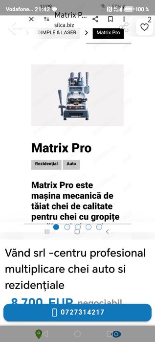 Vand SRL activitate Centru  multiplicare chei  auto și rezidențiale