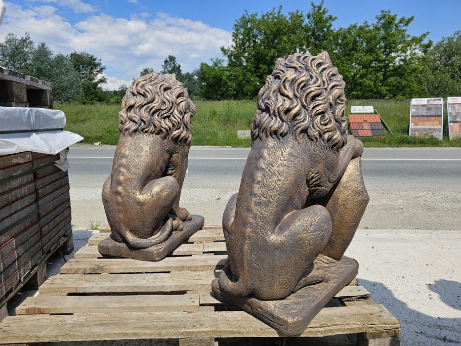 Leu din beton,statueta din beton,set 2 lei privire stanga-dreapta