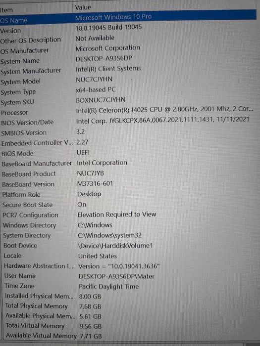 Mini PC Intel NUC Celeron j4025