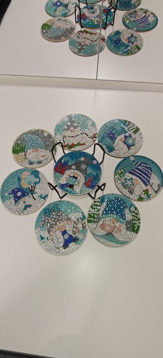 Set 8 suporturi cani/pahare Craciun