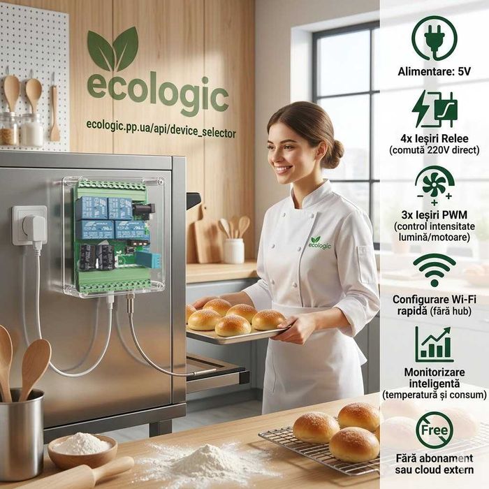 Controller Smart Home WiFi EcoLogic Manager Automatizare Casă, ESP8266, Fără Programare