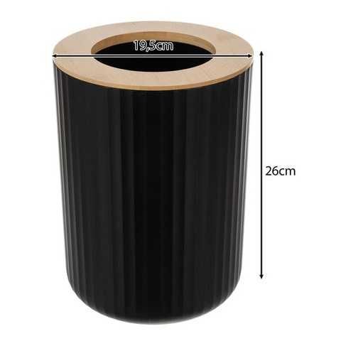 Комплект аксесоари за баня – 6 елемента с бамбукови детайли, черен