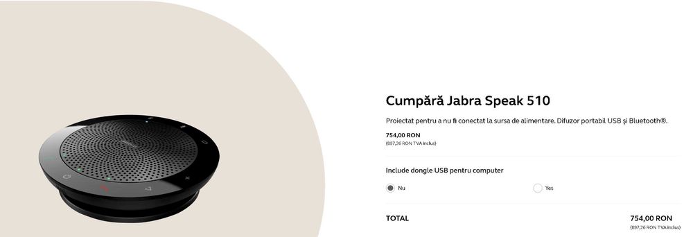 Difuzor portabil cu USB și Bluetooth®. Jabra Speak 510