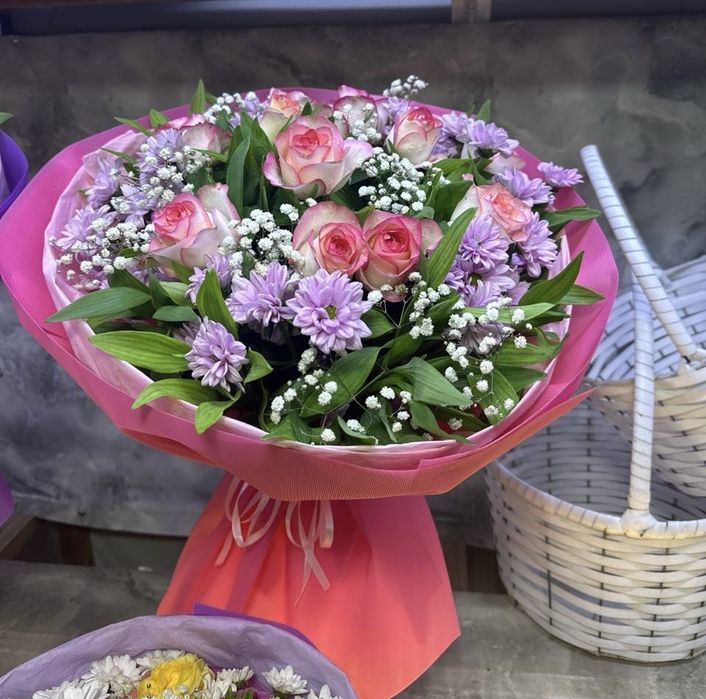 bables pion roza atirgul buket gullar