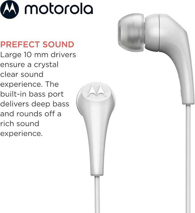 Кабелни слушалки Motorola с микрофон - Earbuds 2-S, 3.5мм жак