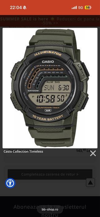 Ceas casio nou cu chitanta