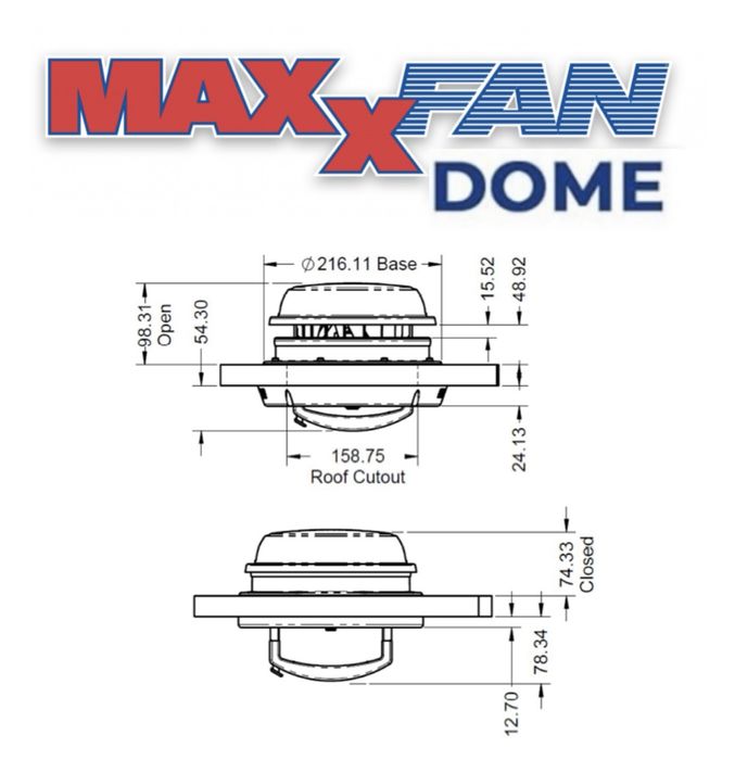Ventilator MaxxFan Dome 12V pt rulota/autorulota/camper/ventilatie
