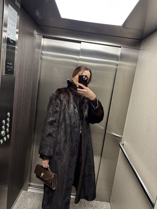 Дълго палто кожух норка визон цели кожи