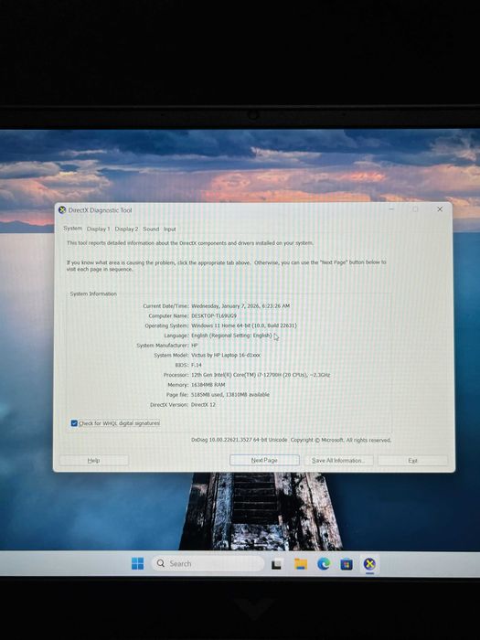 Laptop Gaming HP Victus 16.1" 144Hz - i7 Gen 12, RTX 3060