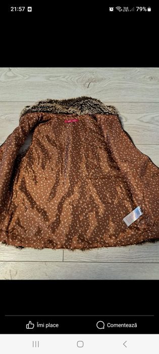 Vesta  cojoc blana animal print maro marimea 128-134  8-9 ani