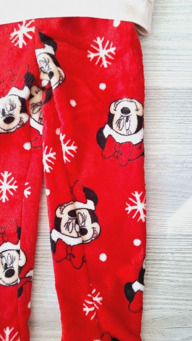 Pijama MINNIE MOUSE, maneca lunga, alb-rosie