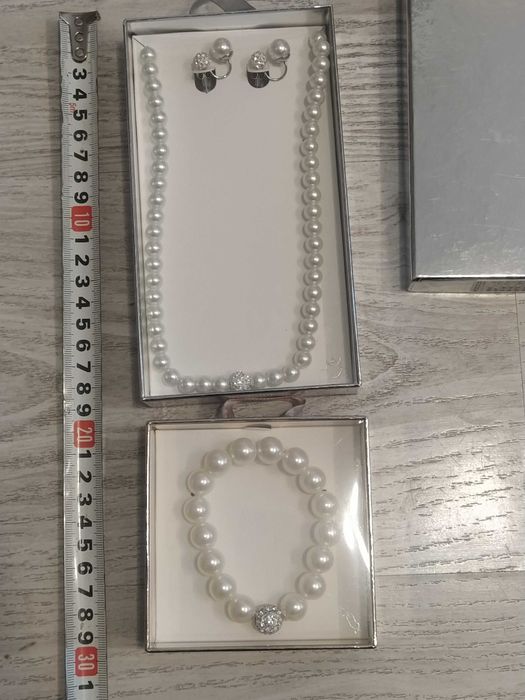 Луксозен комплект перлена огърлица, обеци и гривна