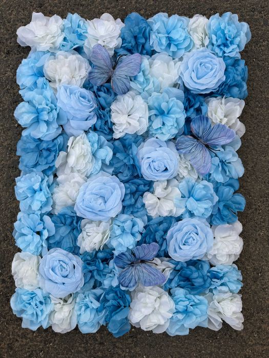 Panou decorativ artificial floral cu fluturi si diverse flori ,des  60x40cm model 2026