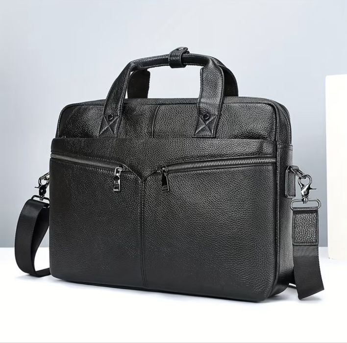 Мъжка луксозна офис чанта за лаптоп 15”/Бизнес куфарче от естест.кожа!