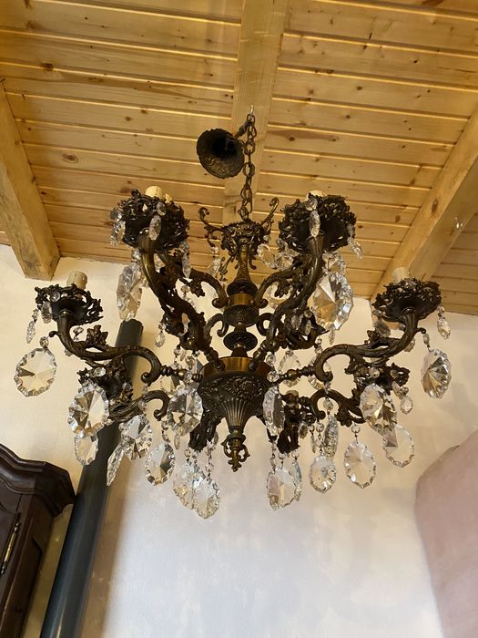 Candelabru bronz/cristal