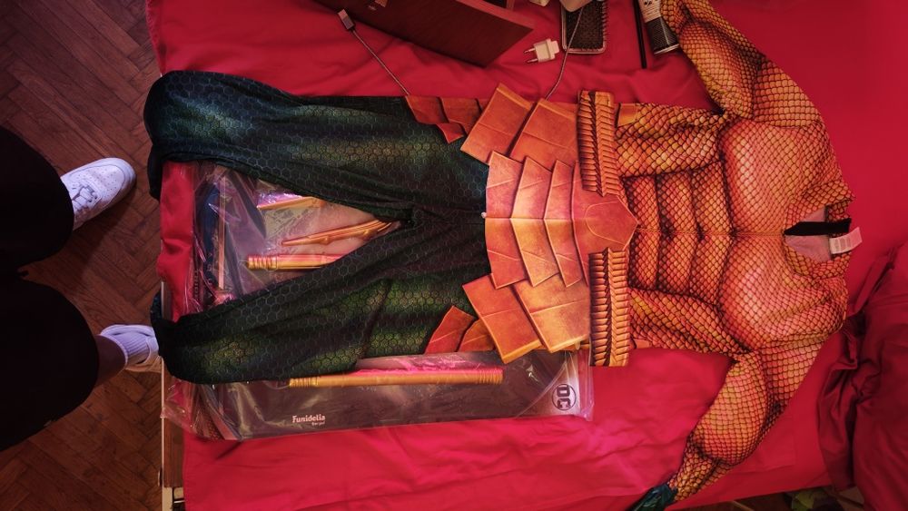 Costum Aquaman Adult Funidelia Marimea L + Trident DC Comics Halloween
