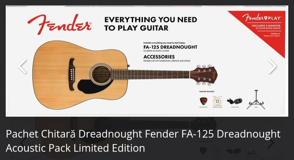 Set chitara acustica Fender Fa 125 dreadnought pack