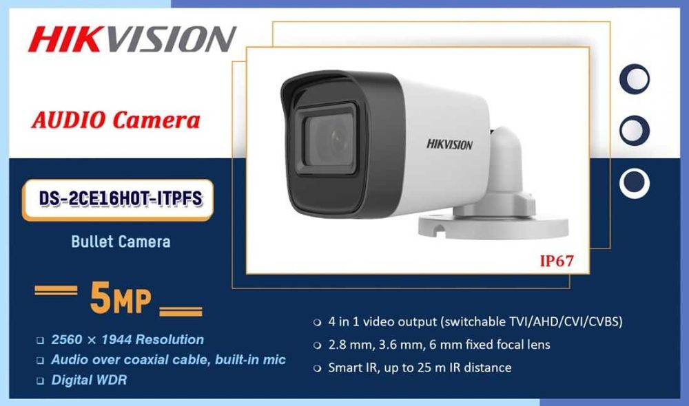 Camera supraveghere TurboHD Hikvision DS-2CE16H0T-ITPFS 5MP lentila 2.8mm IR 25m AoC microfon noua