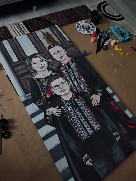 Realizez portrete și caricaturi la comandă în vopsea ulei, creion