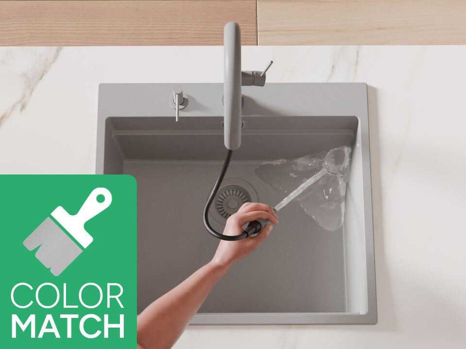 Сив смесител за кухня с изтегляща глава, 2 режима на струя - 9020