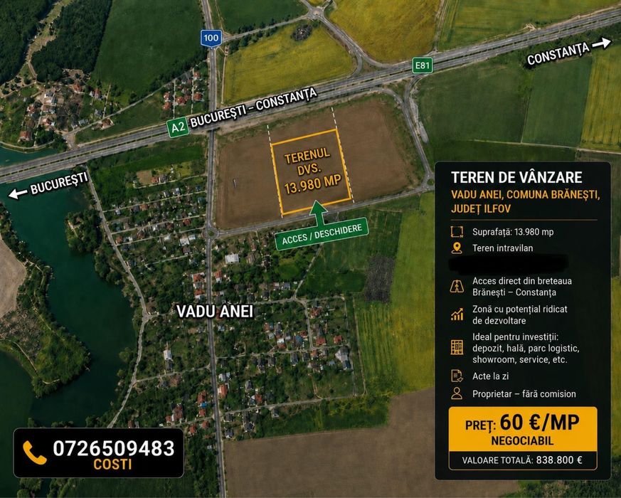 Vand teren intravilan Vadu Anei, Branesti