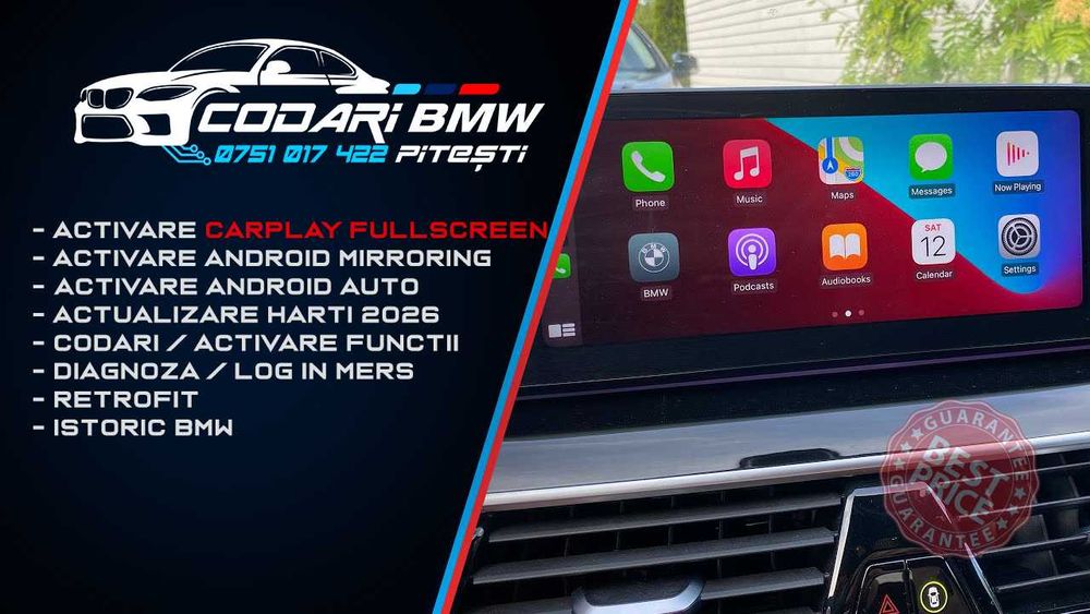 Codari Diagnoza BMW VW AUDI SKODA SEAT / Activare CarPlay / Actualizare harti 2026 / Codari functii / Activare functii