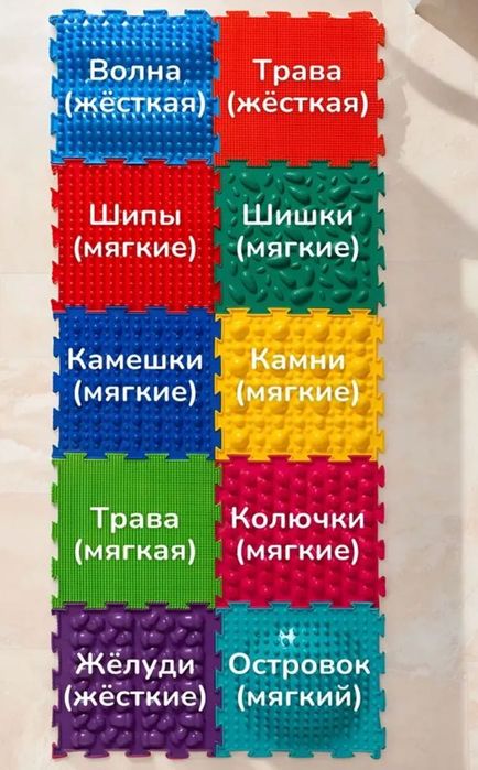 Ортопедический массажный коврик-пазл для детей и взрослых (10 модулей)