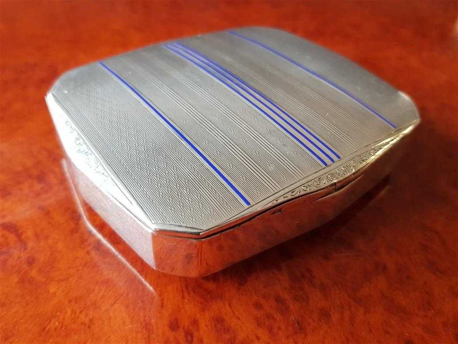 Сребърна с емайл сребро Арт Деко табакера с кутия сребро