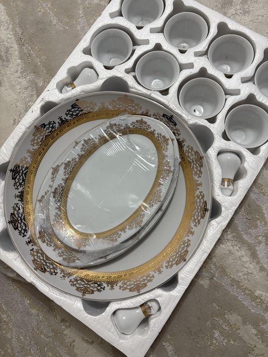 Набор ыдыс аяқ ақ золото мен